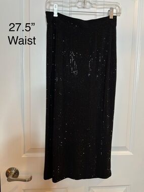 EUC SOL BY IRENA SOPRANO Black Beaded Midi Skirt Size M